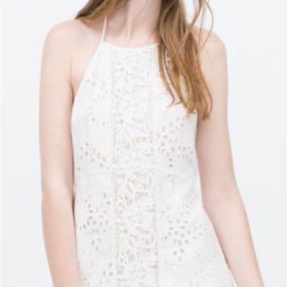 Zara Trafaluc Embroidered Halter Dress